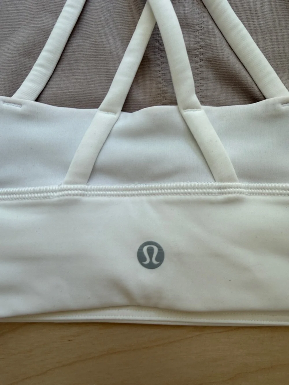 lululemon athletica High Neck Sports Bra in Cream - Picture 6 of 7